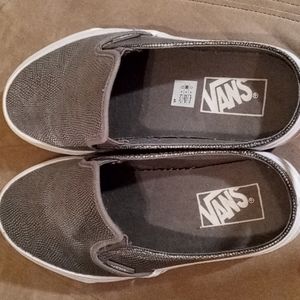 Vans slip on silver grey shoes size 7.0 US an 8.5